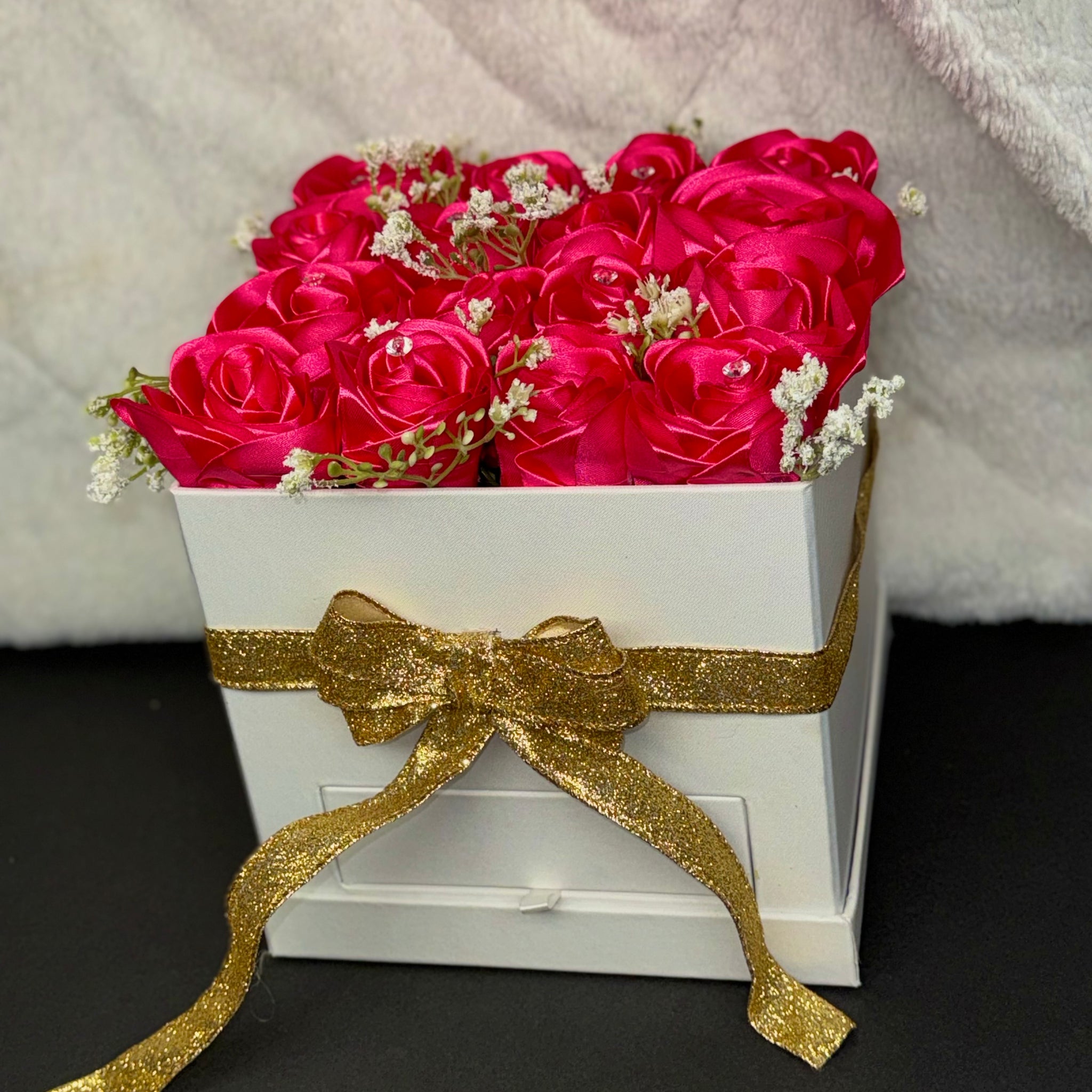 Square Eternal Roses Box with Drawer