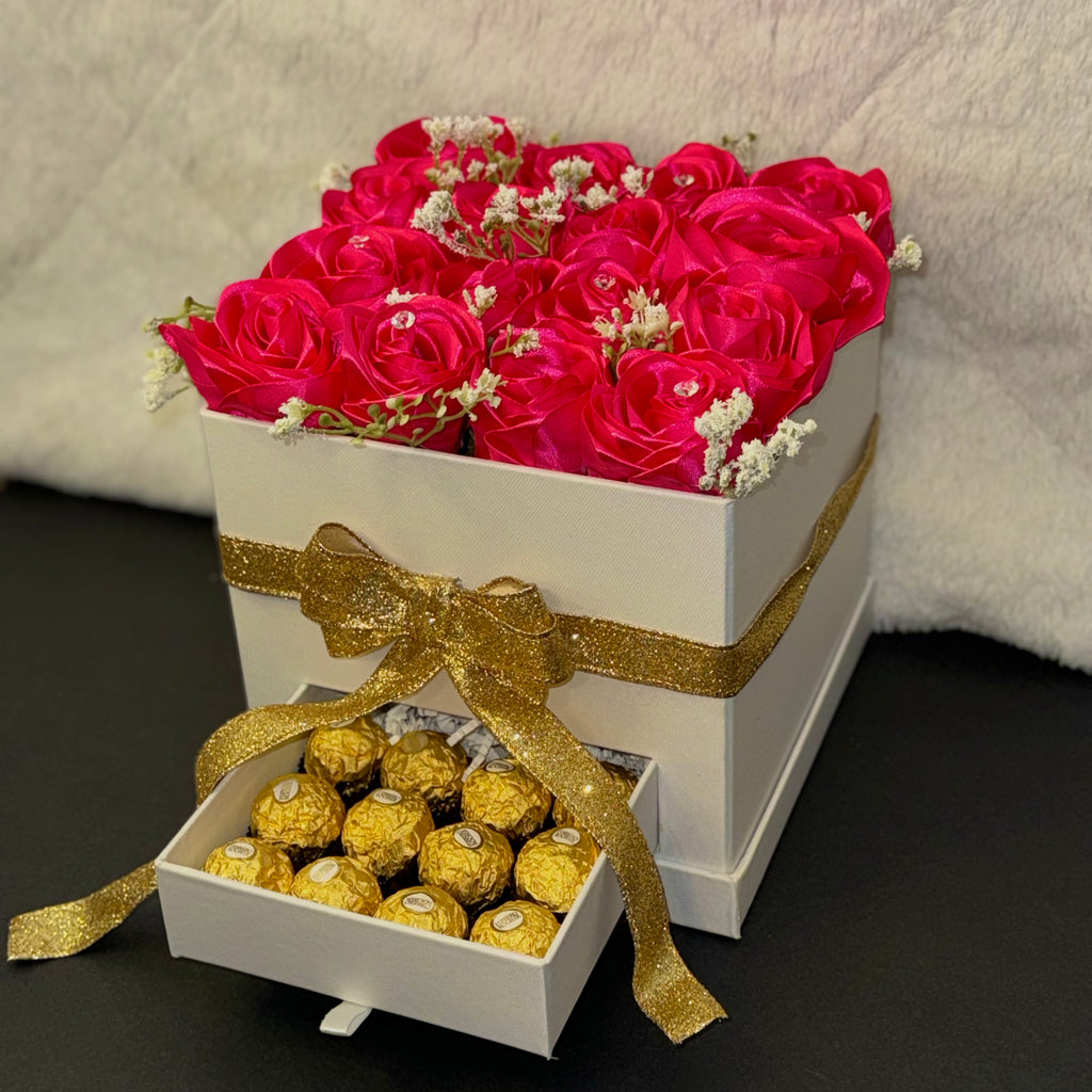 Square Eternal Roses Box with Drawer