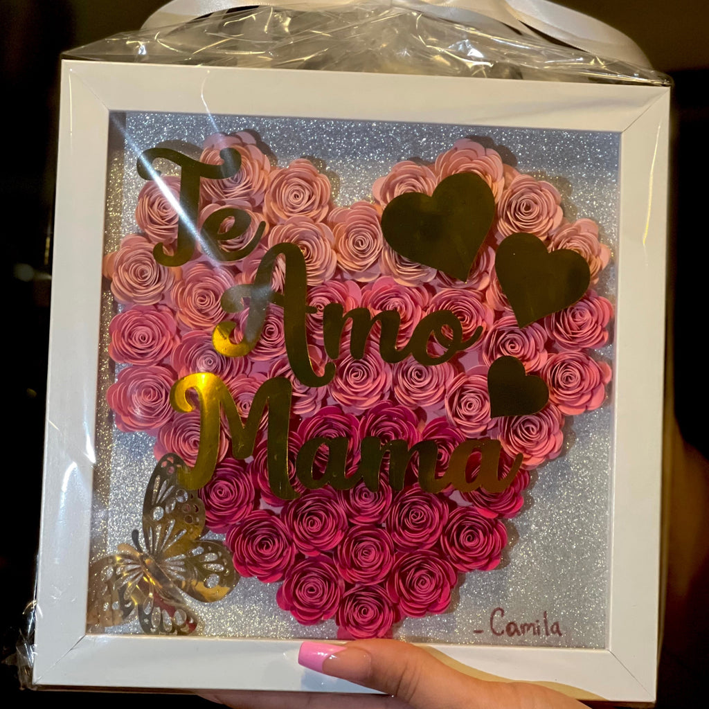 Te Amo Mama Heart shadow box